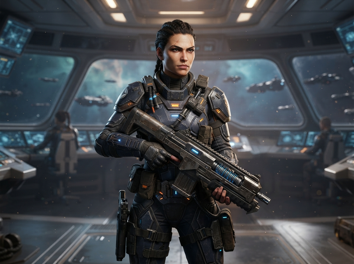 Detailed science fiction game character representing demanding 4K gaming