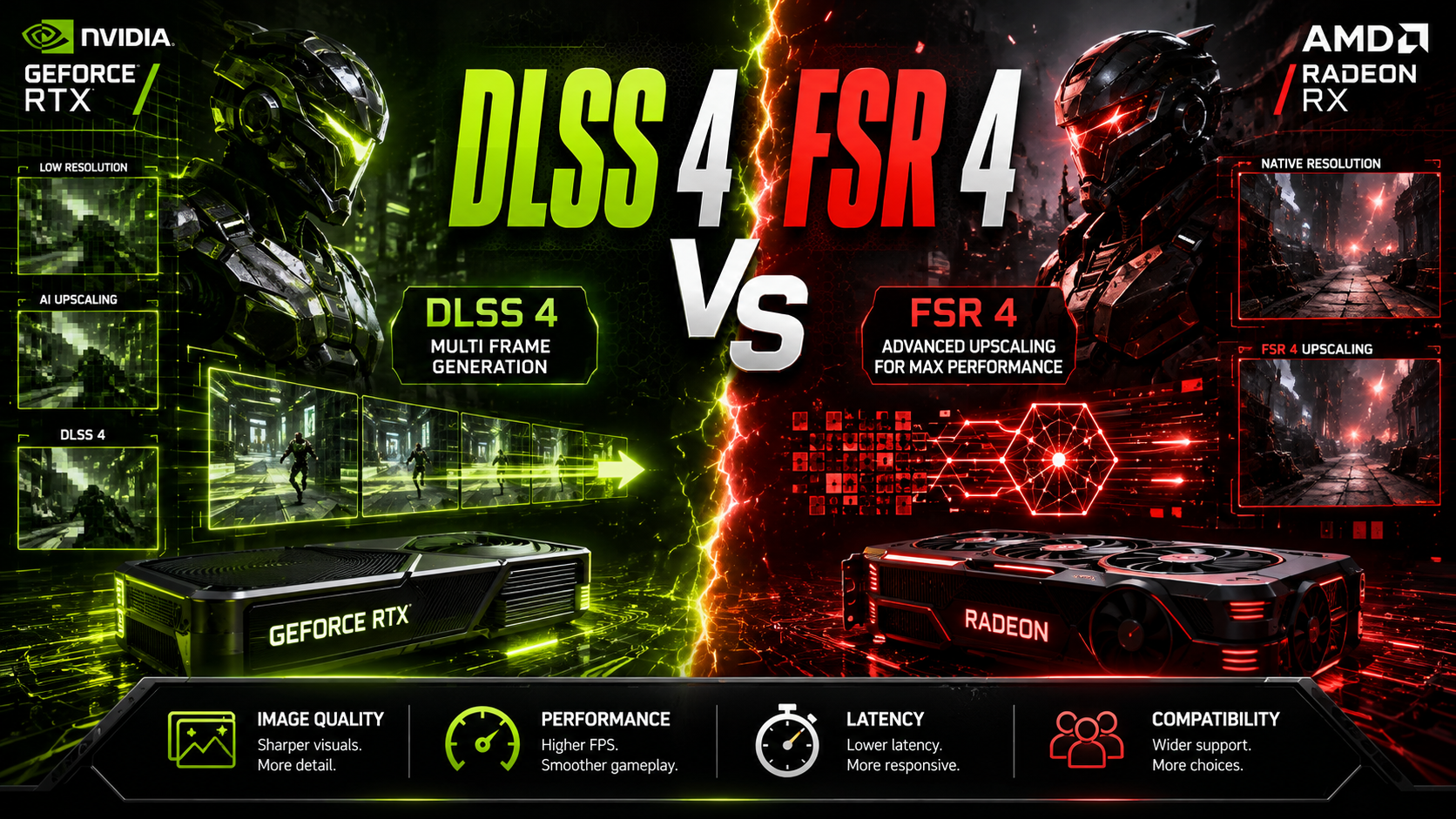 DLSS 4 vs FSR 4 comparison banner