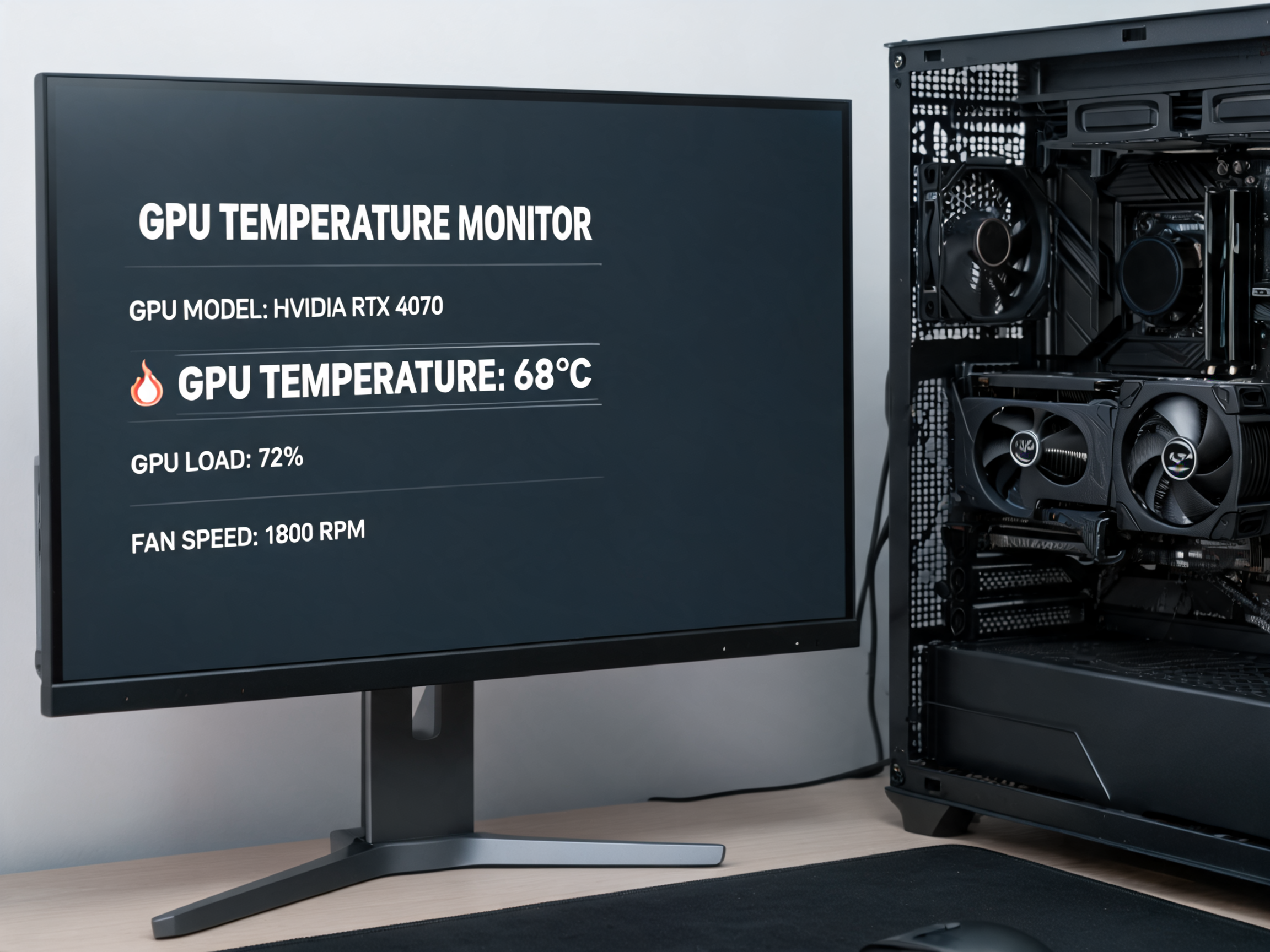 GPU temperature monitoring setup on a desktop PC