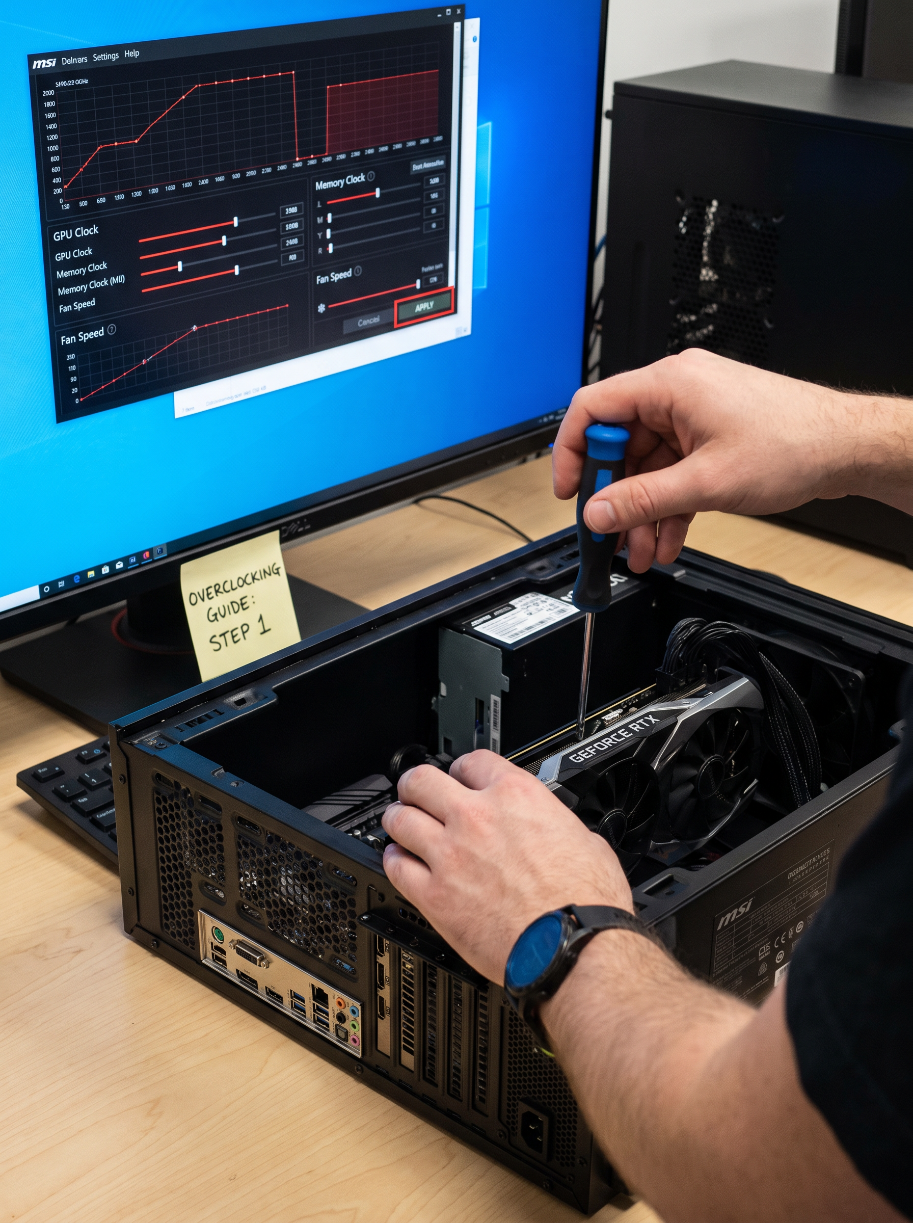 GPU overclocking settings and performance tuning illustration