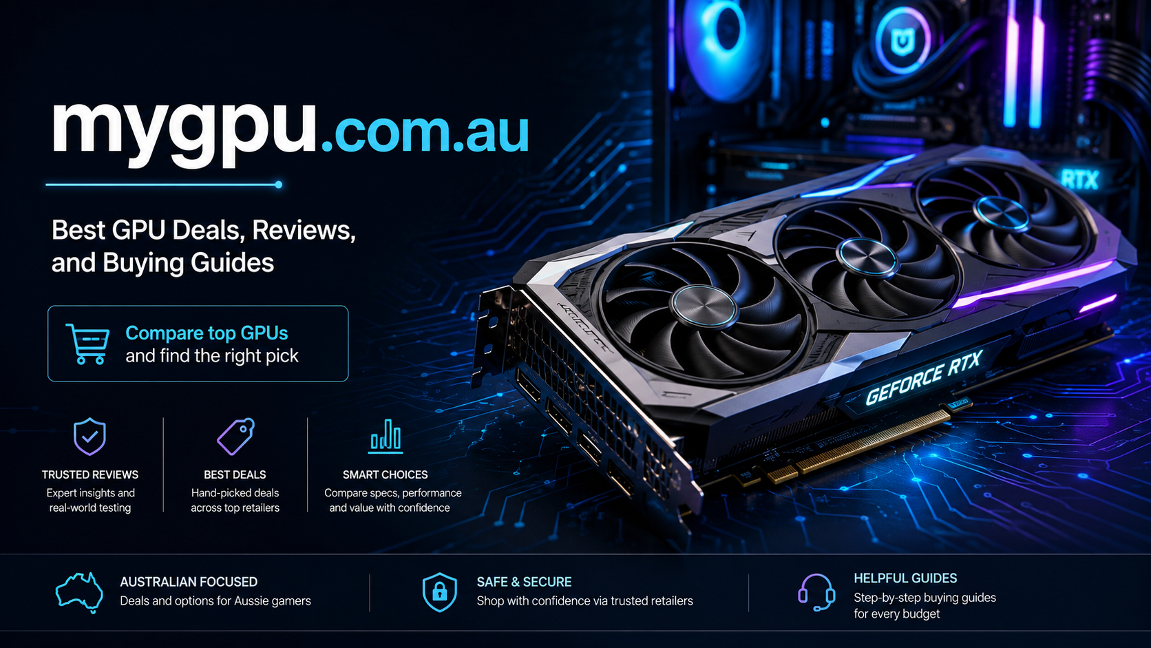 MyGPU Australia graphics card buying guides, reviews and comparison cover