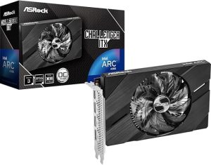 ASRock Intel Arc A380 Challenger ITX 6GB OC, 6GB DDR6, PCIe4, HDMI, 3 DP, 2250MHz Clock, 0dB Cooling, Compact Design