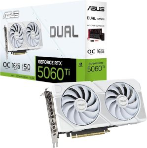 ASUS Dual GeForce RTX 5060 Ti 16GB GDDR7 White OC Edition Graphics Card