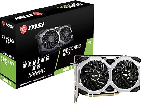 MSI Gaming GeForce GTX 1660 Ti 192-bit HDMIDP 6GB GDRR6 HDCP Support DirectX 12 Dual Fan VR Ready OC Graphics Card (GTX 1660 TI Ventus XS 6G OC)